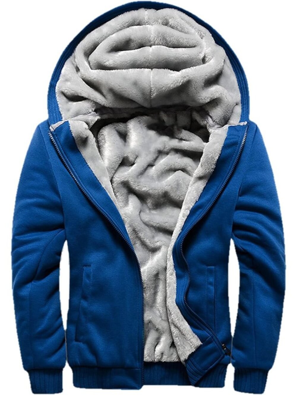 〽️Women's Blue Sherpa Lined Fleece Hooded Winter Jacket Warm Coat